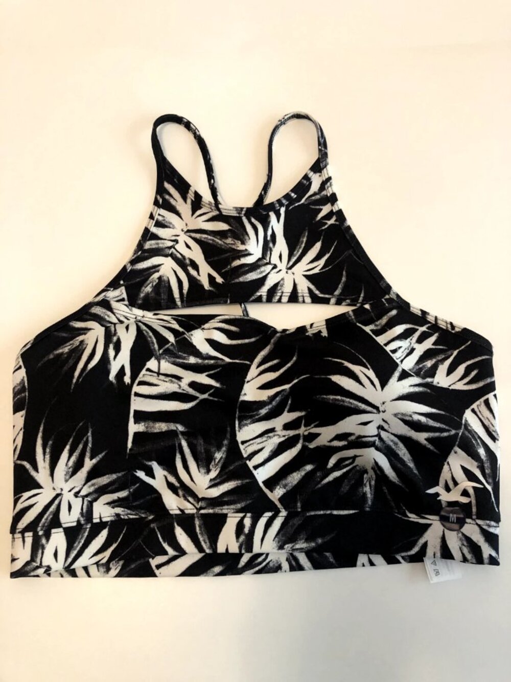 Hollister Women's Active Top Bra Black Print Size M